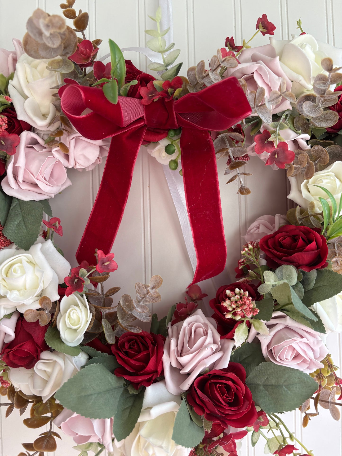 Floral Love heart wicker wreath