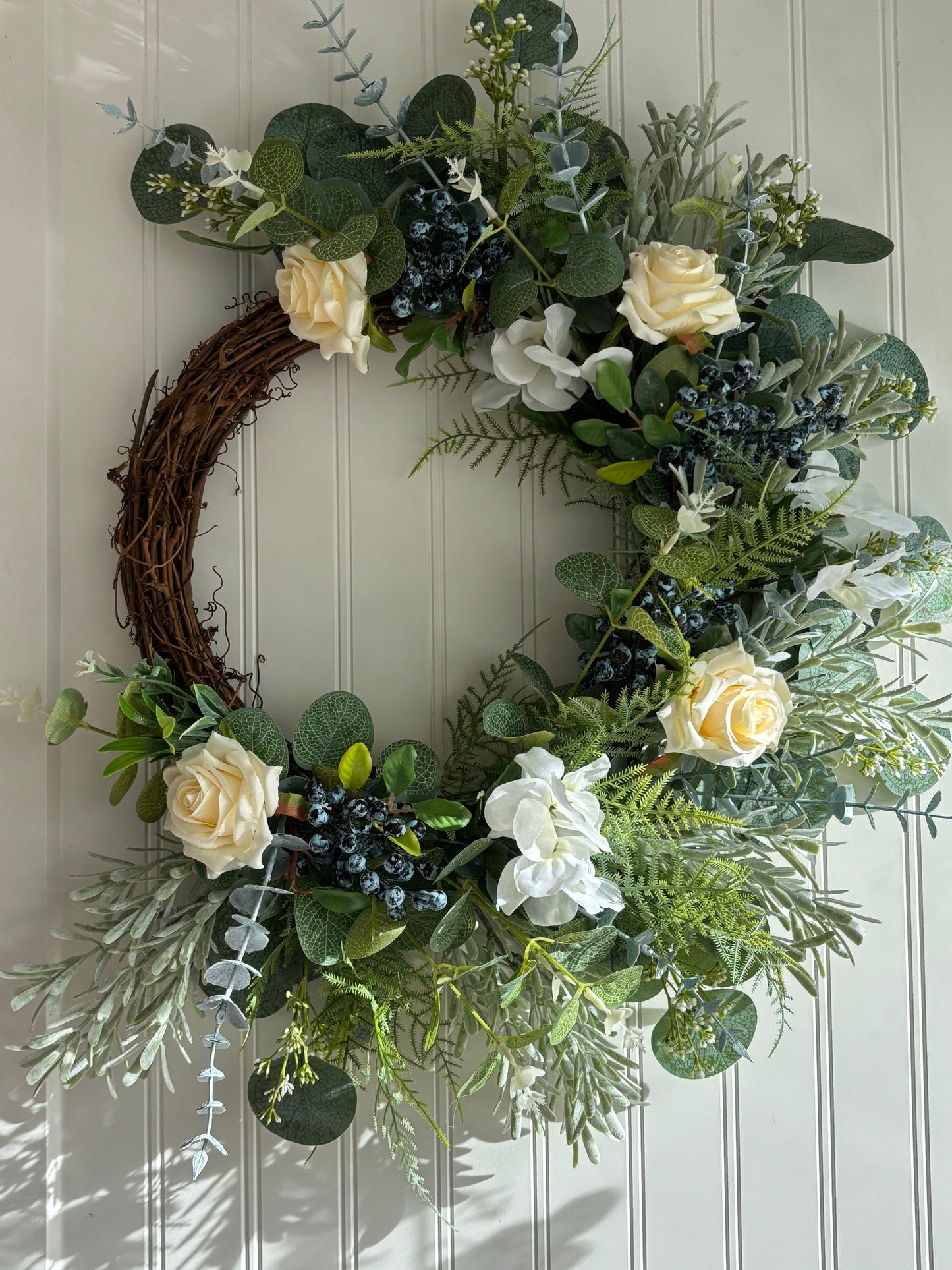 Half moon neutral floral wreath